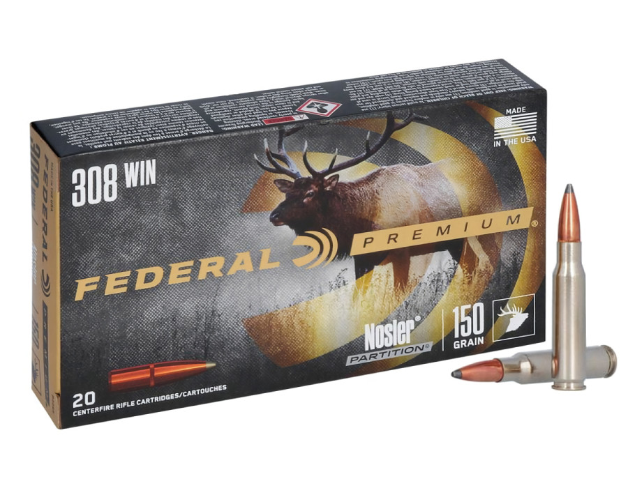 .308 Win Federal Premium Nosler Partition 150gr / 9.7g (P308S) .308 Win Federal Premium Nosler Partition 150gr / 9.7g (P308S)