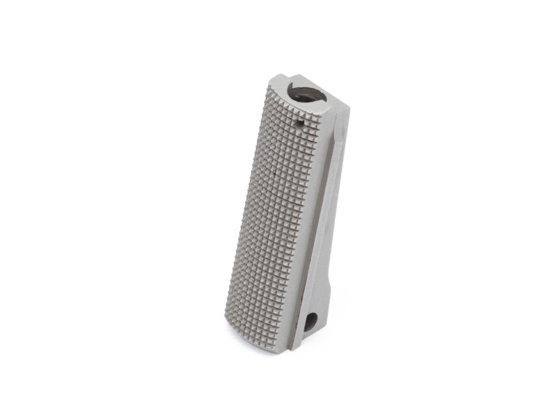 Eemann Tech Mainspring Housing for 1911, Flat, 25 lpi Checkered – Silver