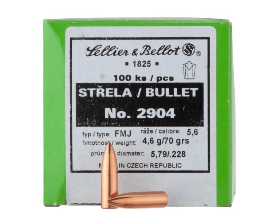 Geschoss S&B .224 FMJ 4,6g/70grn