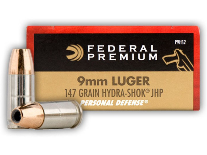 9mm Luger Federal Hydra-Shok JHP 147gr