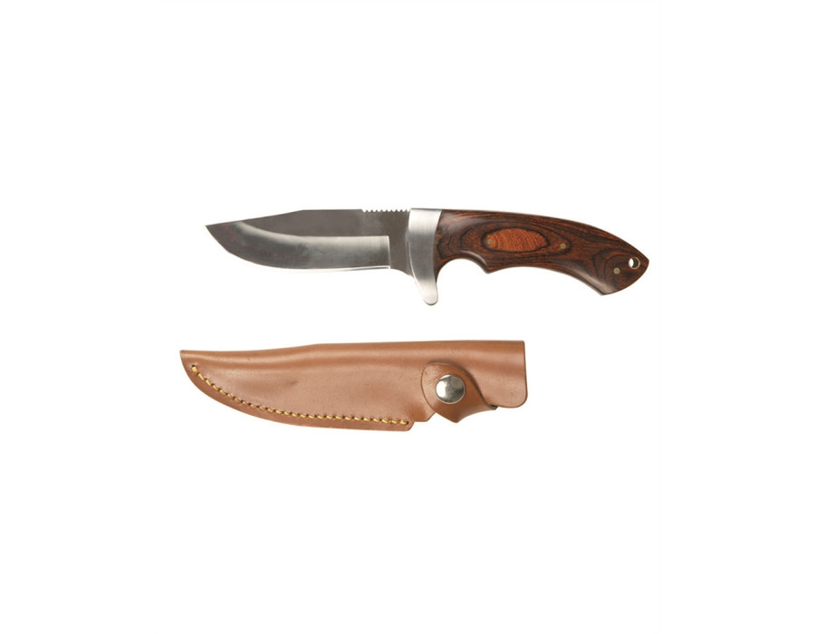 Hunting knife with wooden handle