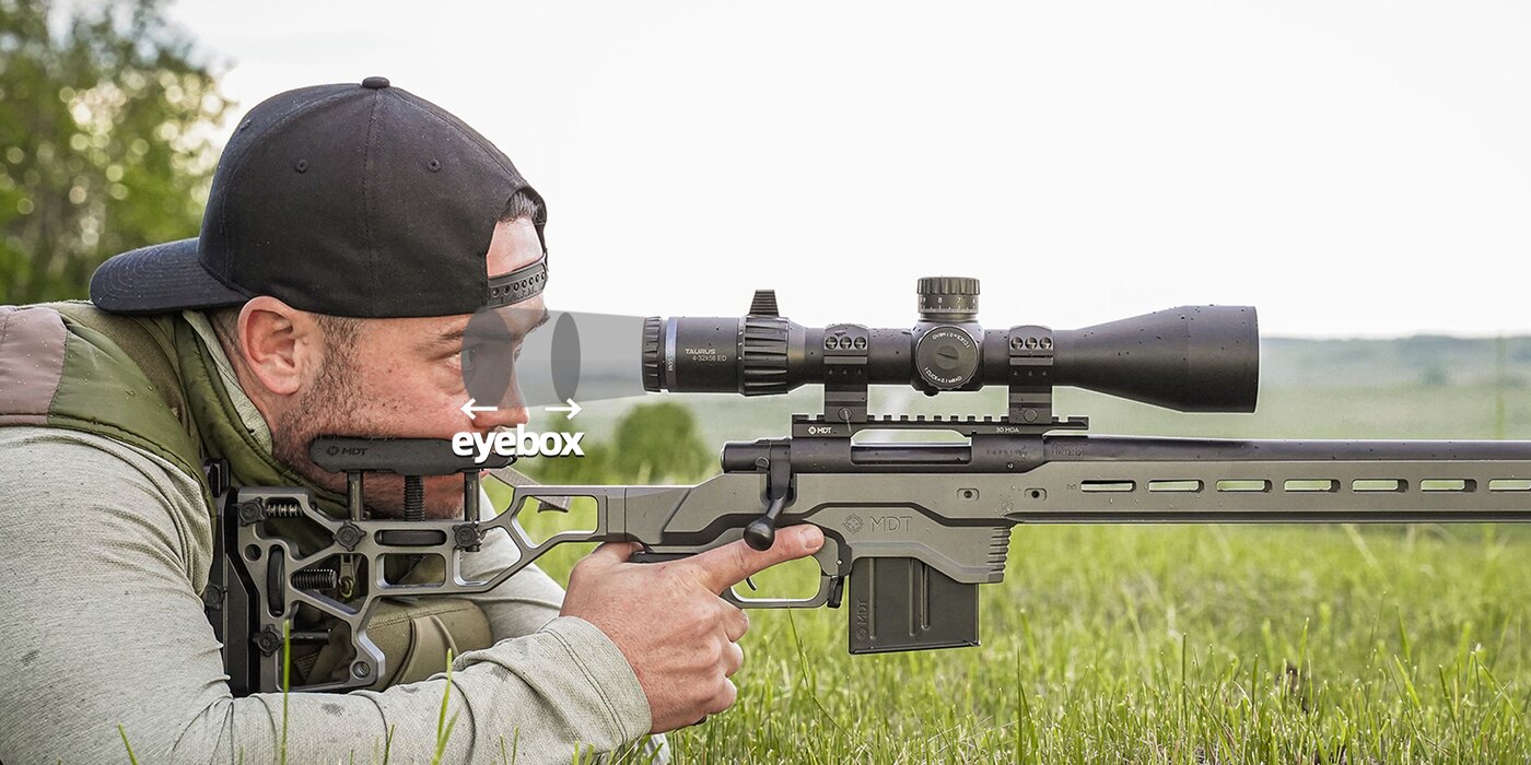 Eye box – plný a orezaný obraz v puškohľade